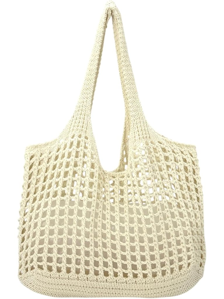 Women Foldable Beach Tote, Washable Lightweight Beach Bag, Eco-Friendly Knit Sho